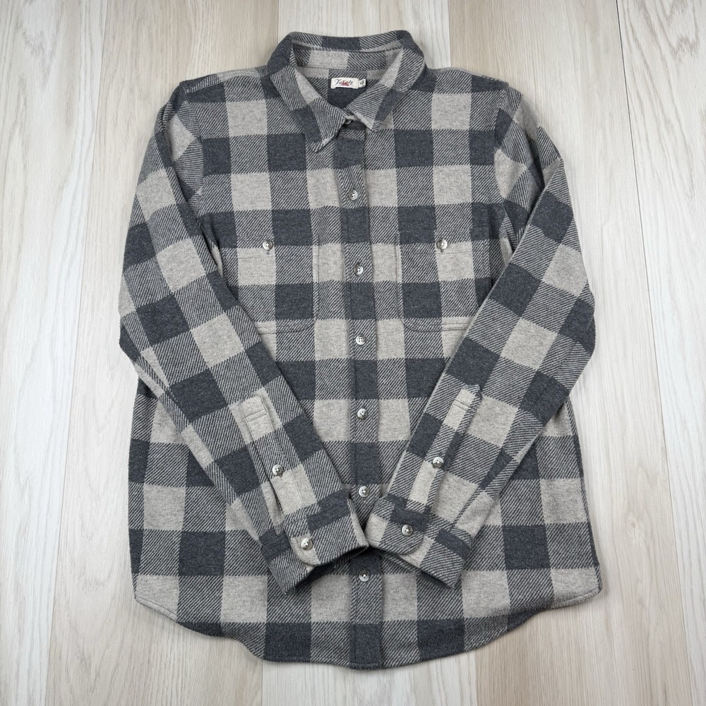 Faherty Legend Sweater Shirt Flannel Charcoal Buffalo Plaid Women's M Medium